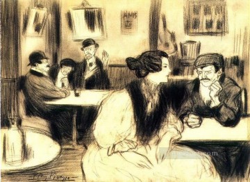 paris cafes cafe Painting - At the cafe 1901 cubist Pablo Picasso